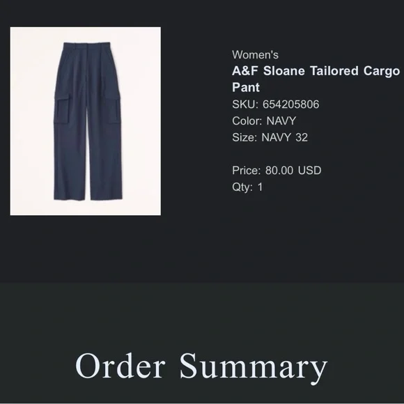 A&F Sloane Tailored Cargo Pants Size 14, Navy Blue - Picture 2 of 3